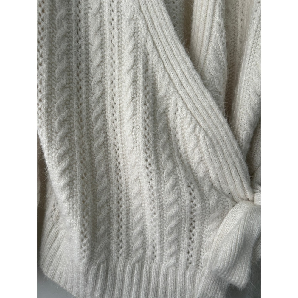 Topshop Cardigan Cable Knit Wrap Tie Waist Cream White Size S - Picture 4 of 6